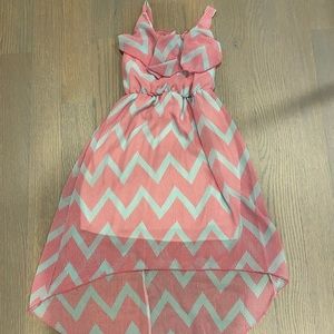 Kiddo by Katie blue and pink chevron hi-lo dress